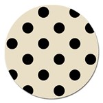 Polka Dots - Black on Pearl Brown Magnet 5  (Round)