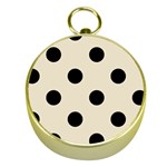 Polka Dots - Black on Pearl Brown Gold Compass