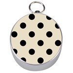 Polka Dots - Black on Pearl Brown Silver Compass