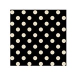 Polka Dots - Pearl Brown on Black Small Satin Scarf  (Square)