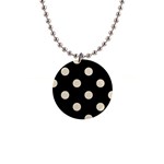 Polka Dots - Pearl Brown on Black 1  Button Necklace