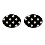 Polka Dots - Pearl Brown on Black Cufflinks (Oval)
