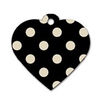 Polka Dots - Pearl Brown on Black Dog Tag Heart (One Side)