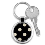 Polka Dots - Pearl Brown on Black Key Chain (Round)