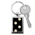 Polka Dots - Pearl Brown on Black Key Chain (Rectangle)