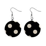 Polka Dots - Pearl Brown on Black 1  Button Earrings