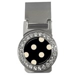 Polka Dots - Pearl Brown on Black Money Clip (CZ)