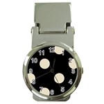 Polka Dots - Pearl Brown on Black Money Clip Watch
