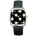 Polka Dots - Pearl Brown on Black Square Metal Watch