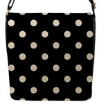 Polka Dots - Pearl Brown on Black Flap Closure Messenger Bag (S)