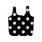 Polka Dots - Pearl Brown on Black Full Print Recycle Bag (S)