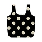 Polka Dots - Pearl Brown on Black Full Print Recycle Bag (M)