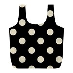 Polka Dots - Pearl Brown on Black Full Print Recycle Bag (L)