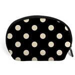 Polka Dots - Pearl Brown on Black Accessory Pouch (Large)