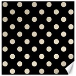 Polka Dots - Pearl Brown on Black Canvas 16  x 16 