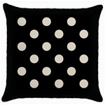 Polka Dots - Pearl Brown on Black Throw Pillow Case (Black)