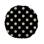 Polka Dots - Pearl Brown on Black Standard 15  Premium Round Cushion