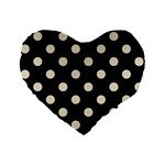 Polka Dots - Pearl Brown on Black Standard 16  Premium Flano Heart Shape Cushion