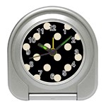 Polka Dots - Pearl Brown on Black Desk Alarm Clock