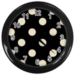 Polka Dots - Pearl Brown on Black Wall Clock (Black)