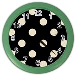 Polka Dots - Pearl Brown on Black Color Wall Clock