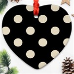 Polka Dots - Pearl Brown on Black Heart Ornament (Two Sides)