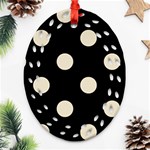Polka Dots - Pearl Brown on Black Ornament (Bell) Ornament (Oval Filigree)