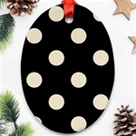 Polka Dots - Pearl Brown on Black Ornament (Oval)