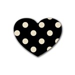 Polka Dots - Pearl Brown on Black Heart Coaster (4 pack)