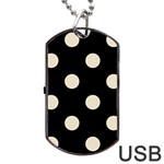 Polka Dots - Pearl Brown on Black Dog Tag USB Flash (One Side)