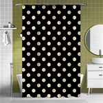 Polka Dots - Pearl Brown on Black Shower Curtain 48  x 72  (Small)