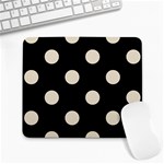 Polka Dots - Pearl Brown on Black Large Mousepad