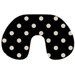 Polka Dots - Pearl Brown on Black Travel Neck Pillow