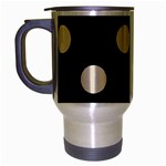 Polka Dots - Pearl Brown on Black Travel Mug (Silver Gray)