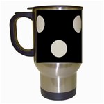 Polka Dots - Pearl Brown on Black Travel Mug (Black)