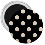 Polka Dots - Pearl Brown on Black 3  Magnet