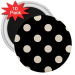 Polka Dots - Pearl Brown on Black 3  Magnet (10 pack)
