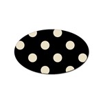 Polka Dots - Pearl Brown on Black Sticker Oval (100 pack)