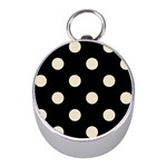 Polka Dots - Pearl Brown on Black Silver Compass (Mini)