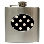 Polka Dots - Pearl Brown on Black Hip Flask (6 oz)