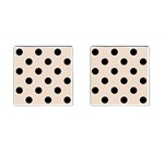 Polka Dots - Black on Almond Brown Cufflinks (Square)