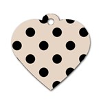 Polka Dots - Black on Almond Brown Dog Tag Heart (Two Sides)
