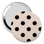 Polka Dots - Black on Almond Brown 3  Handbag Mirror