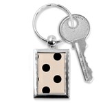 Polka Dots - Black on Almond Brown Key Chain (Rectangle)