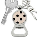 Polka Dots - Black on Almond Brown Bottle Opener Key Chain