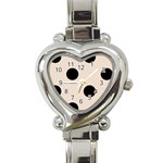 Polka Dots - Black on Almond Brown Heart Italian Charm Watch