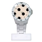 Polka Dots - Black on Almond Brown Nurses Watch