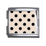 Polka Dots - Black on Almond Brown Mega Link Italian Charm (18mm)