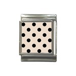 Polka Dots - Black on Almond Brown Italian Charm (13mm)