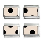 Polka Dots - Black on Almond Brown 9mm Italian Charm (4 pack)